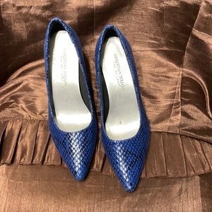 Christian Serriano snake skin blue shoes